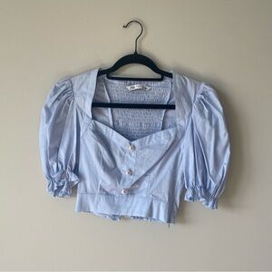 Zara Blue Blouse with Pearl Buttons